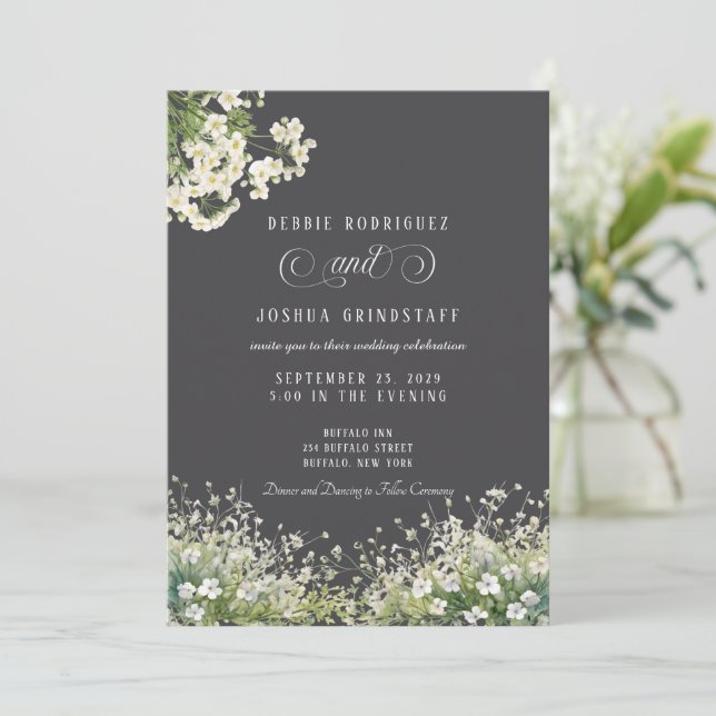 Invitación White Flowers Spring Wedding Invitation  (Anverso de pie)