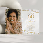 Invitación White Gold Agate Foto 600th Birthday Party<br><div class="desc">¡Esta es una elegante foto de un Personalizado de la Agate de Oro Blanco Invitación a la fiesta de cumpleaños número 60!</div>