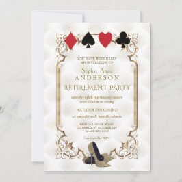 Invitación White Gold Art Deco Casino Vegas Jubilación de póq