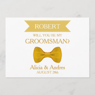 Invitación White & Gold Bow ¿Serás mi Groomsman?