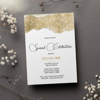 Invitación White gold silver glitter luxury Special Event