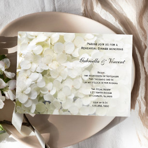Invitación White Hydrangea Floral Wedding Rehearsal Dinner