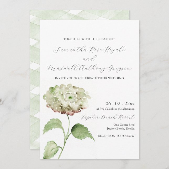 Invitación White Hydrangea Wedding Invitation Invitations (Anverso / Reverso)