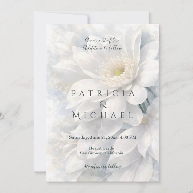 Invitación White Ivory Quiet Luxury Romantic Elegant Wedding  (Anverso)