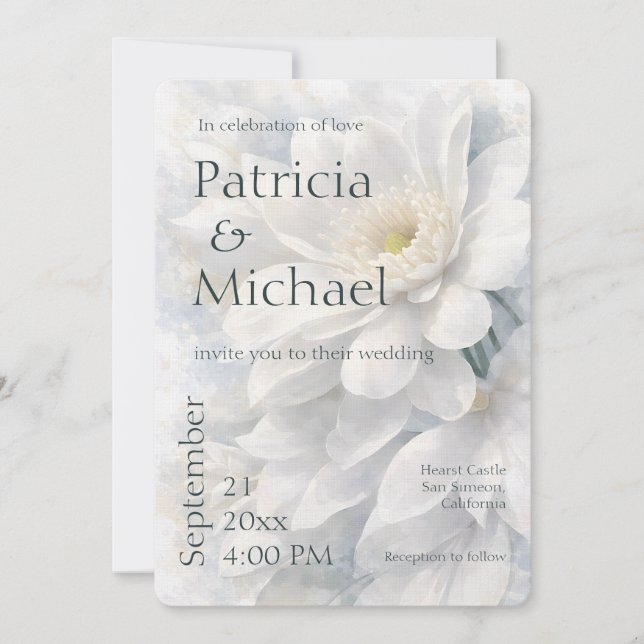 Invitación White Ivory Quiet Luxury Romantic Elegant Wedding  (Anverso)