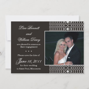 Invitación White Lace on Black -Save the Date invita