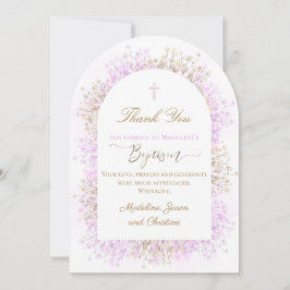 Invitación white lilac flowers Baptism thank you card