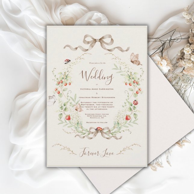 Invitación White Lilacs Whimsical Vintage Ribbon Wedding  (Subido por el creador)