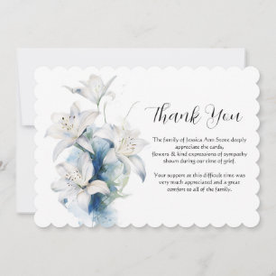 Invitación White Lilies Floral Funeral Muerte Gracias