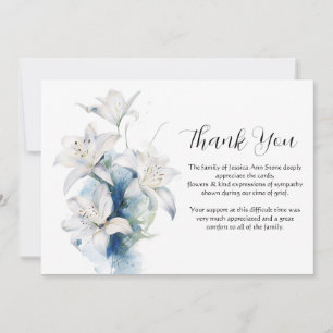 Invitación White Lilies Floral Funeral Muerte Gracias