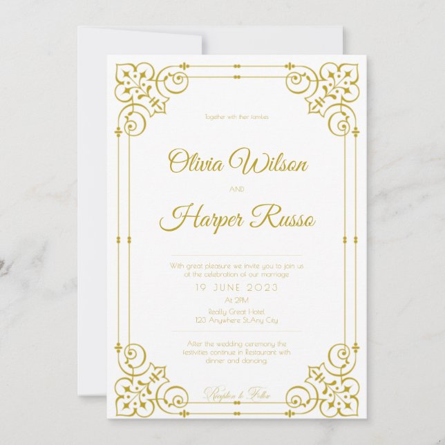 Invitación white luxury wedding invitation (Anverso)