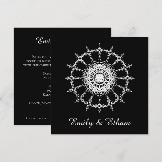 Invitación White Mandala Wedding Design (Anverso / Reverso)