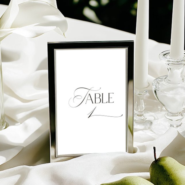 Invitación White Modern Classic Calligraphy Table Number (This design is not editable. All table numbers can be found in the collection on this page.)