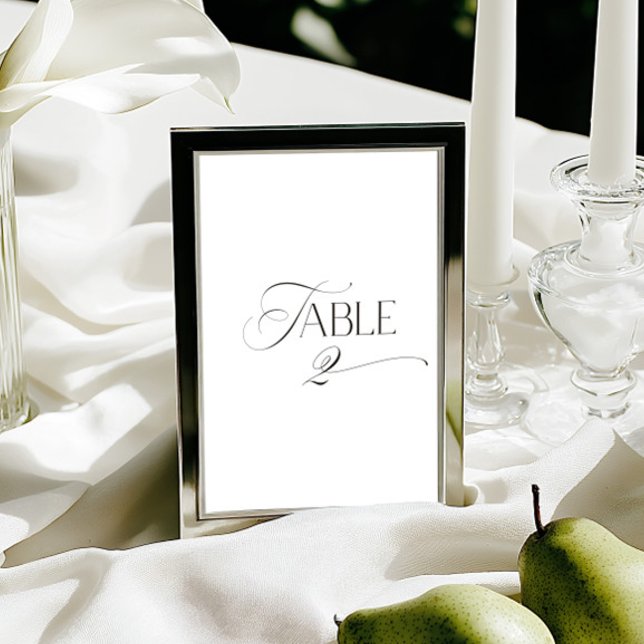 Invitación White Modern Classic Calligraphy Table Number (This design is not editable. All table numbers can be found in the collection on this page.)