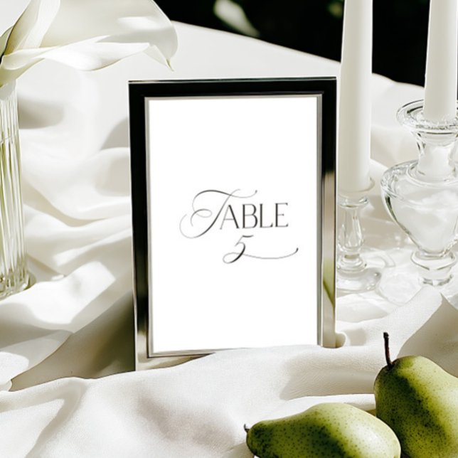 Invitación White Modern Classic Calligraphy Table Number (This design is not editable. All table numbers can be found in the collection on this page.)