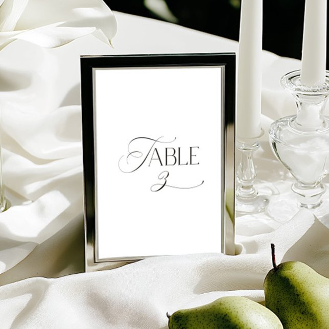 Invitación White Modern Classic Calligraphy Table Number (This design is not editable. All table numbers can be found in the collection on this page.)