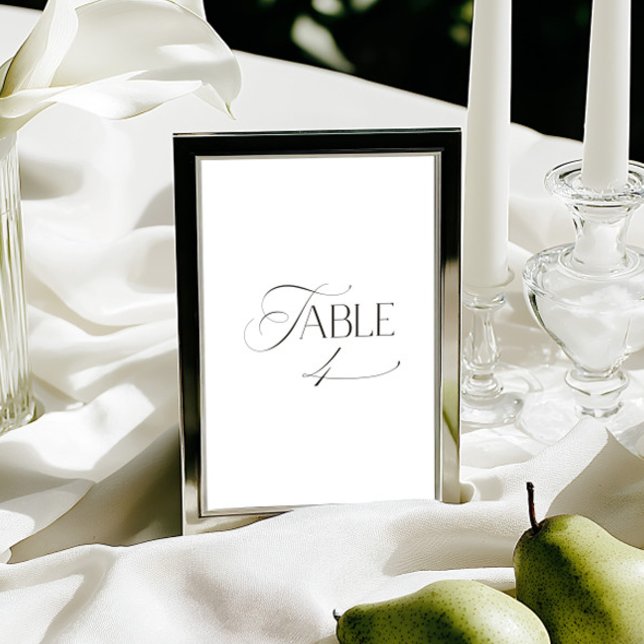 Invitación White Modern Classic Calligraphy Table Number (This design is not editable. All table numbers can be found in the collection on this page.)