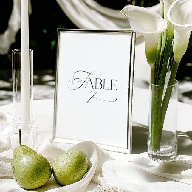 Invitación White Modern Classic Calligraphy Table Number (This design is not editable. All table numbers can be found in the collection on this page.)