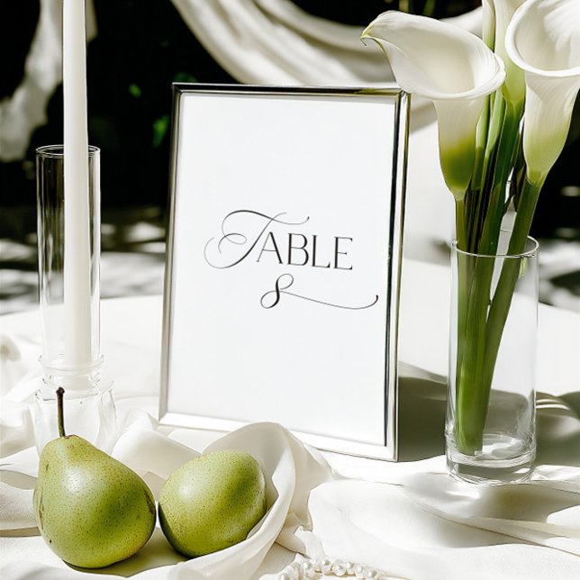 Invitación White Modern Classic Calligraphy Table Number (This design is not editable. All table numbers can be found in the collection on this page.)