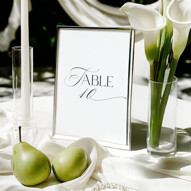 Invitación White Modern Classic Calligraphy Table Number (This design is not editable. All table numbers can be found in the collection on this page.)