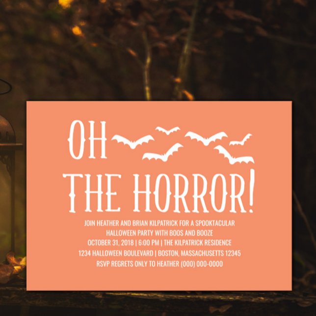 Invitación White Oh The Horror Halloween Party Invitado (White Oh The Horror Halloween Party Invite)