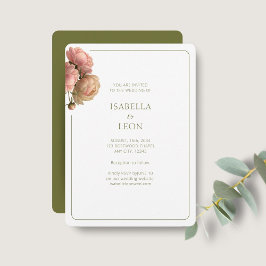 Invitación White & Olive | Blush Rose Wedding Invitation