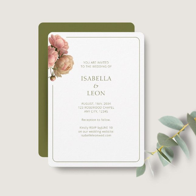 Invitación White & Olive | Blush Rose Wedding Invitation (Subido por el creador)