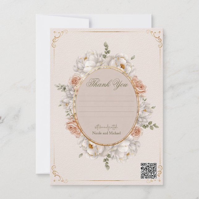 Invitación White Peony & Blush Rose Floral Wedding  (Anverso)
