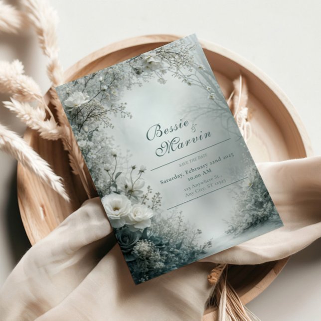 Invitación White Rose and Dusty Gray Winter Wedding (Subido por el creador)