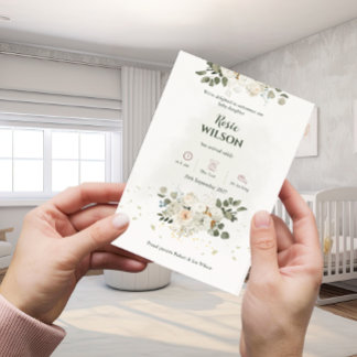 Invitación White Roses Baby Announcement