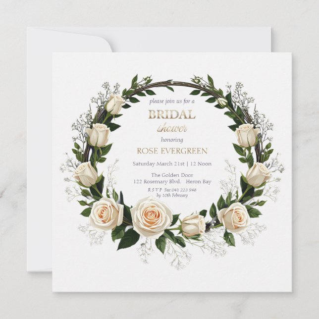 Invitación White Roses & Baby’s Breath  (Anverso)