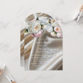 Invitación White Satin Roses and Peony Bridal Shower