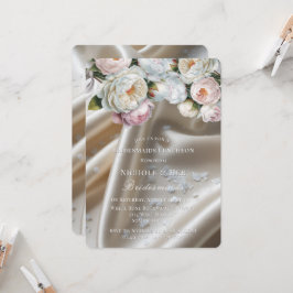 Invitación White Satin Roses and Peony Bridesmaids Luncheon