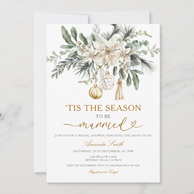 Invitación White The Season to Be Married Bridal Shower (Anverso)