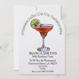 Invitación White Theme Adult Birthday  