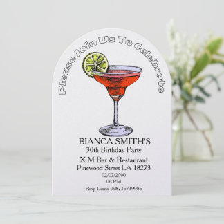 Invitación White Theme Adult Birthday  