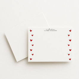 Invitación White Valentine Heart Border Note Card