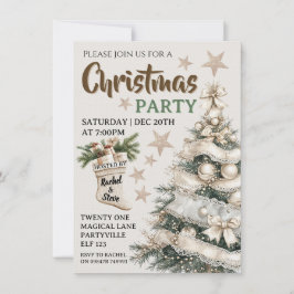 Invitación White vintage Christmas party invitation 