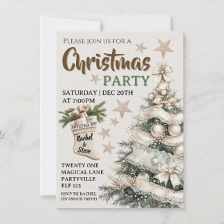 Invitación White vintage Christmas party invitation 