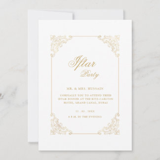 Invitación White Vintage Gold Calligraphy Script Iftar Party