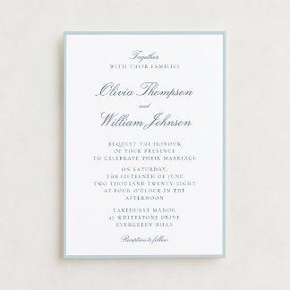 Invitación White Wedding Invitation with Light Blue Details