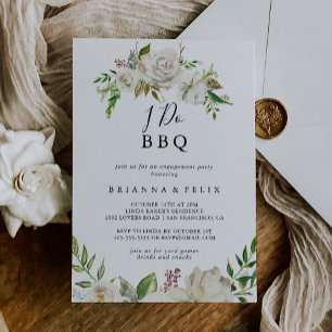 Invitación White Winter Peony I Do BBQ Engagement Party