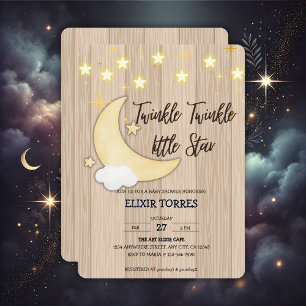 Invitación White Wood Twinkle Twinkle Little Star Baby Shower
