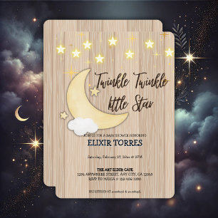 Invitación White Wood Twinkle Twinkle Little Star Baby Shower