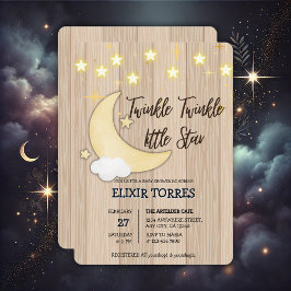 Invitación White Wood Twinkle Twinkle Little Star Baby Shower