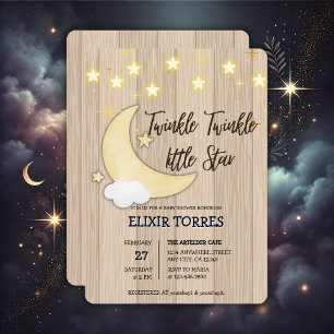 Invitación White Wood Twinkle Twinkle Little Star Baby Shower