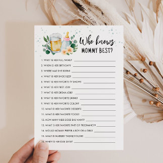 Invitación Who Knows Mommy Best Game Baby Is Brewing Card