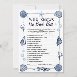Invitación Who Knows the Bride Best Game Nautical Wedding 
