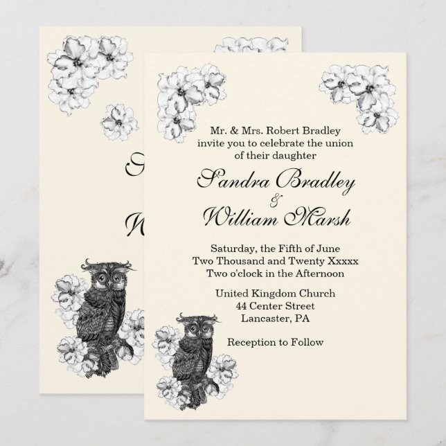 Invitación Whoo's Getting Married Cream Wedding Invitation (Anverso / Reverso)