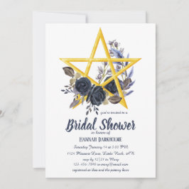 Invitación Wiccan Bridal Shower | Pentáculo floral gótico Inv